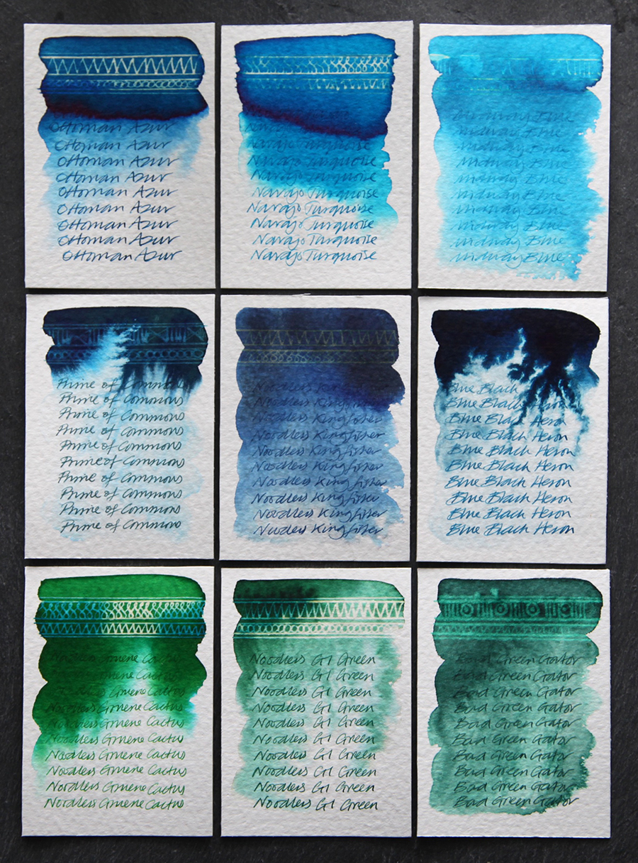 Volcker Green Ink Noodler’s Ink Review – Blues and Greens – FOUNTAIN PEN INK ART
