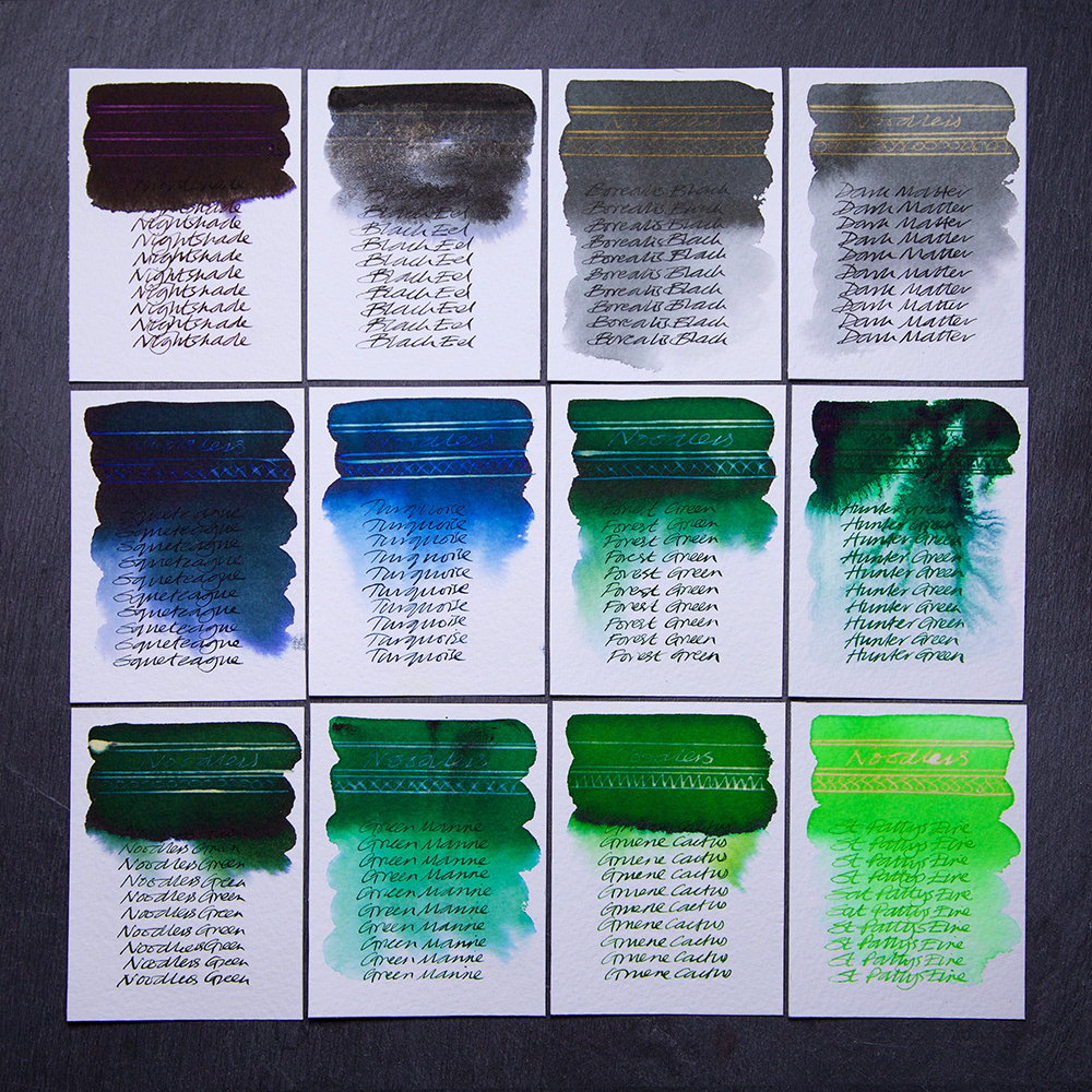 Noodler’s Inks Test 05 Reds, Oranges, Yellows, Greys and Greens