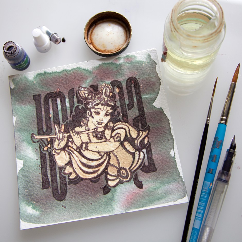 Krishna Fountain Pen Ink Pencil FOUNTAIN PEN INK ART