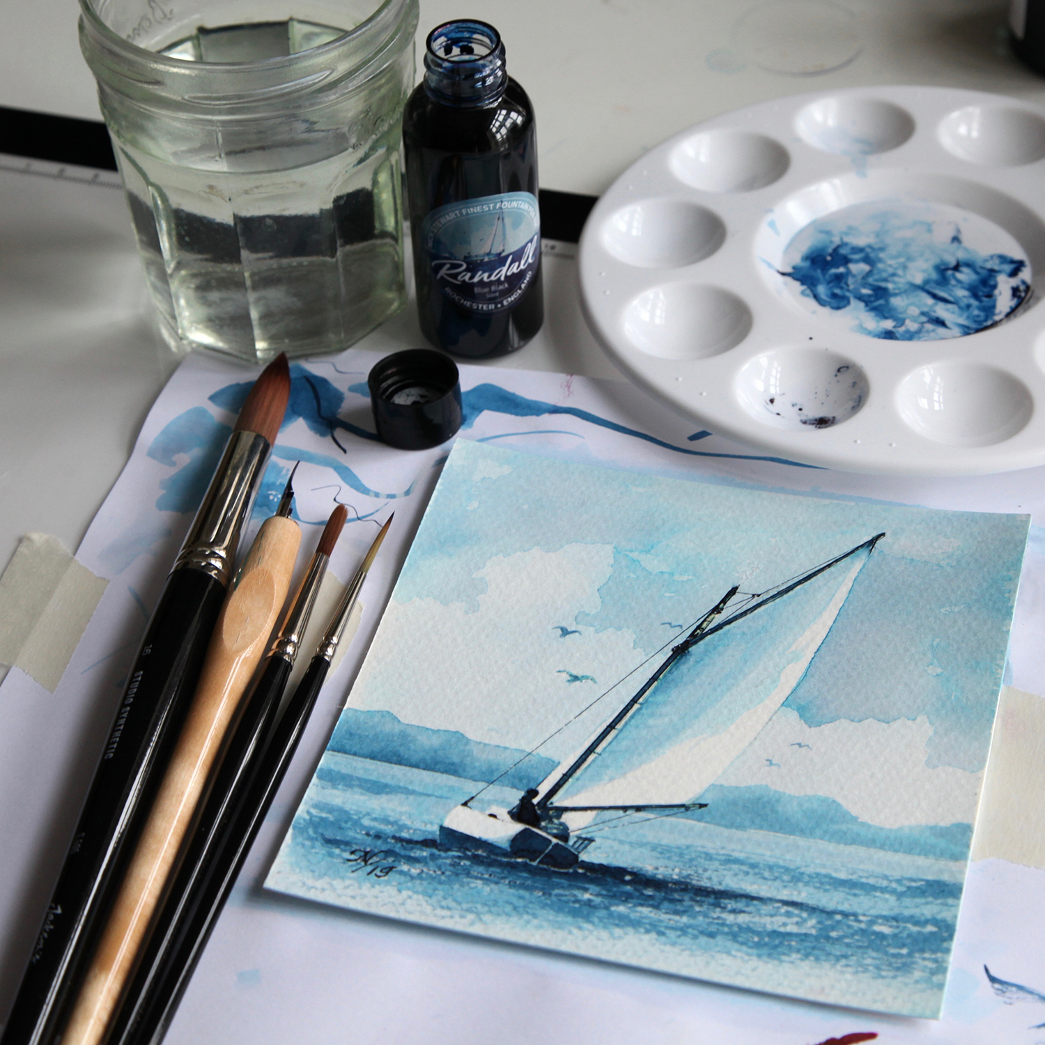 Marine Painting with Randall Blue/Black – FOUNTAIN PEN INK ART
