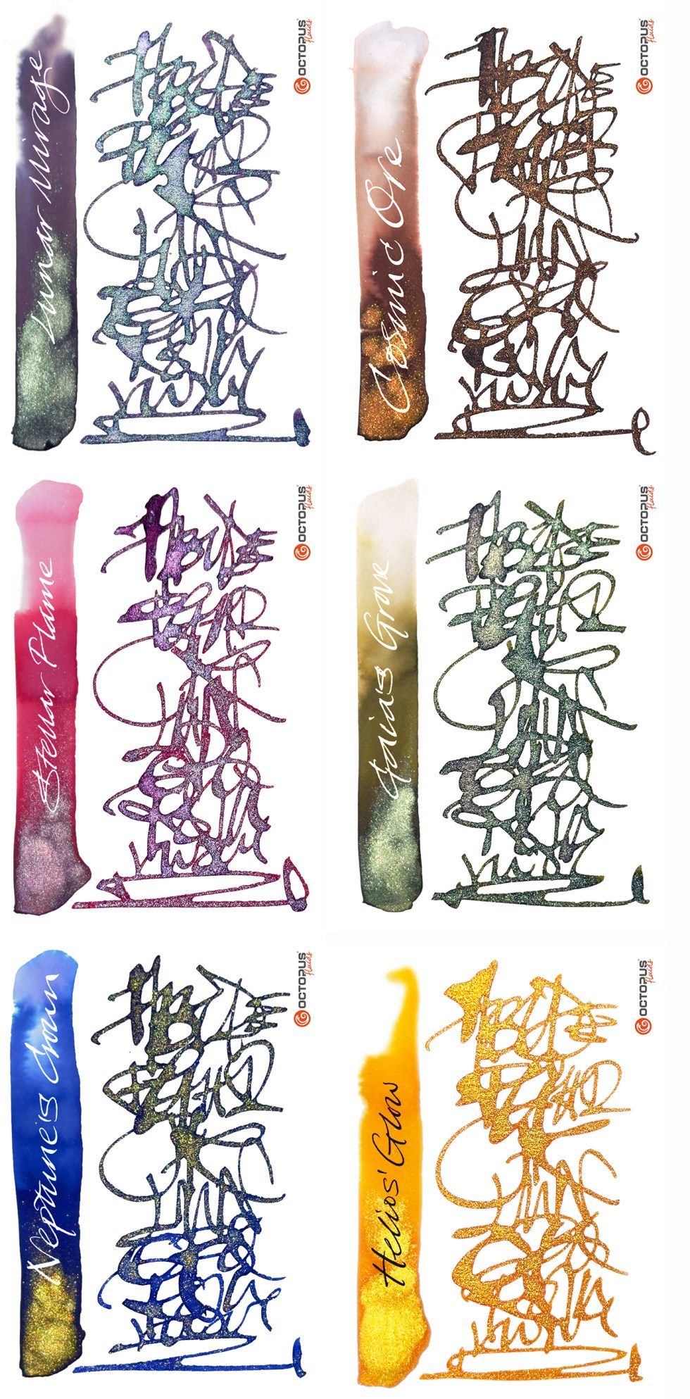 Octopus Fluids – Celestial Shimmer Ink Collection – FOUNTAIN PEN INK ART