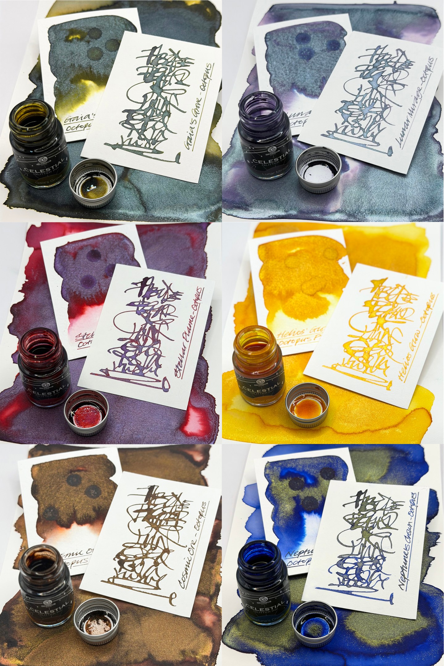 Octopus Fluids – Celestial Shimmer Ink Collection – FOUNTAIN PEN INK ART